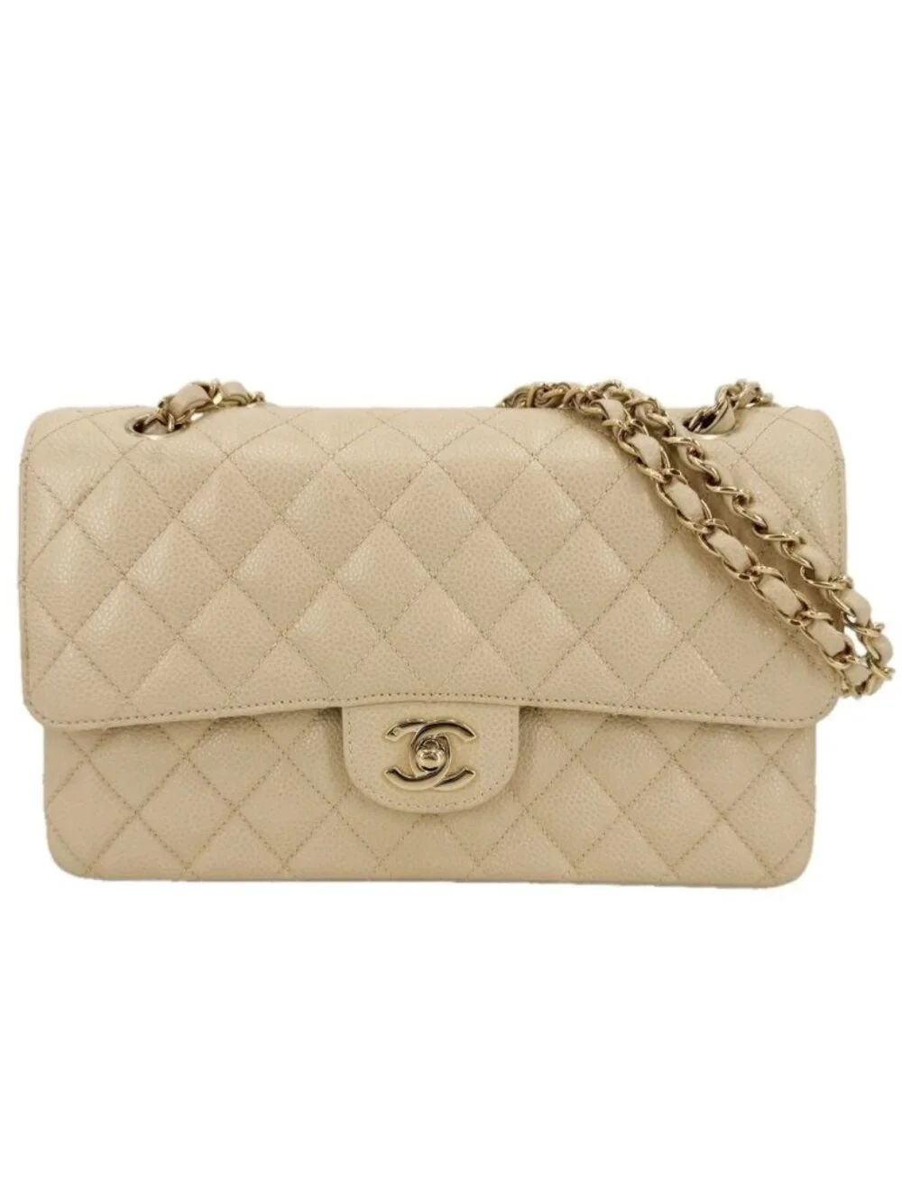 Chanel Shoulder Bag Quilted 25 Double Chain Flap Bag Crossbody CC Logo Turnlock